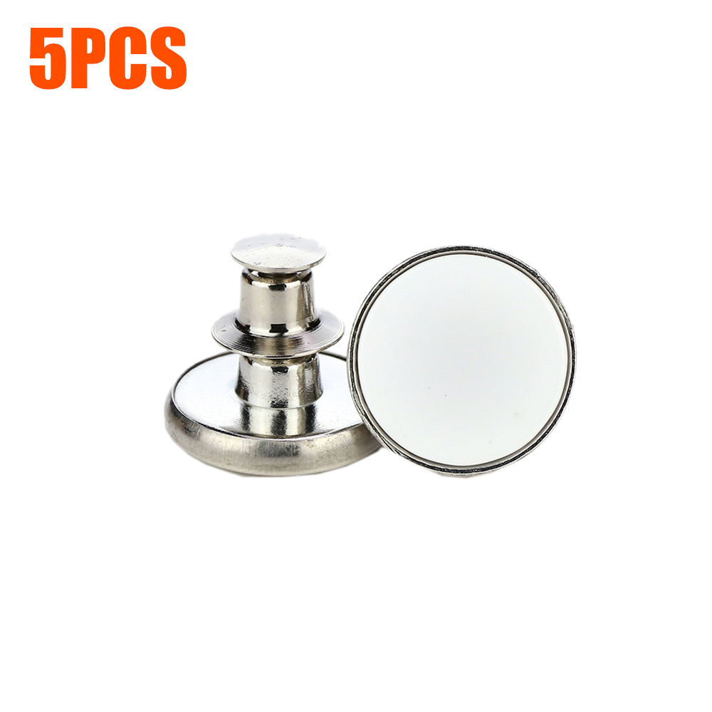 Silver no-sew adjustable waist button and fastening ring for jeans