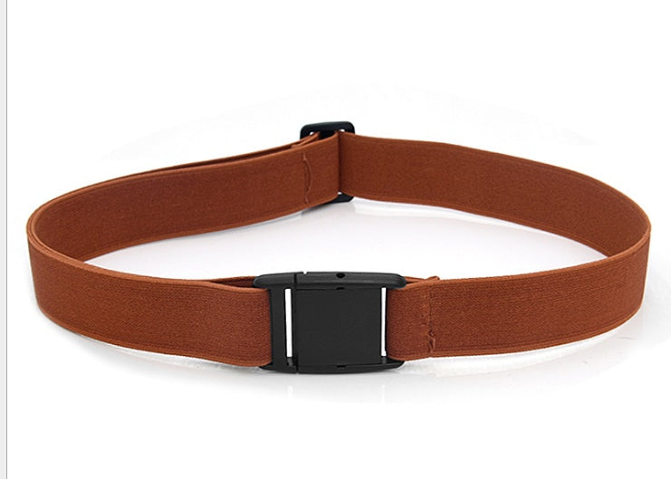 Brown buckle-free invisible sretch belt with adjustable clasp